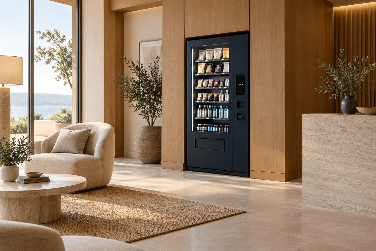 Illustrative vending setting in a boutique hotel